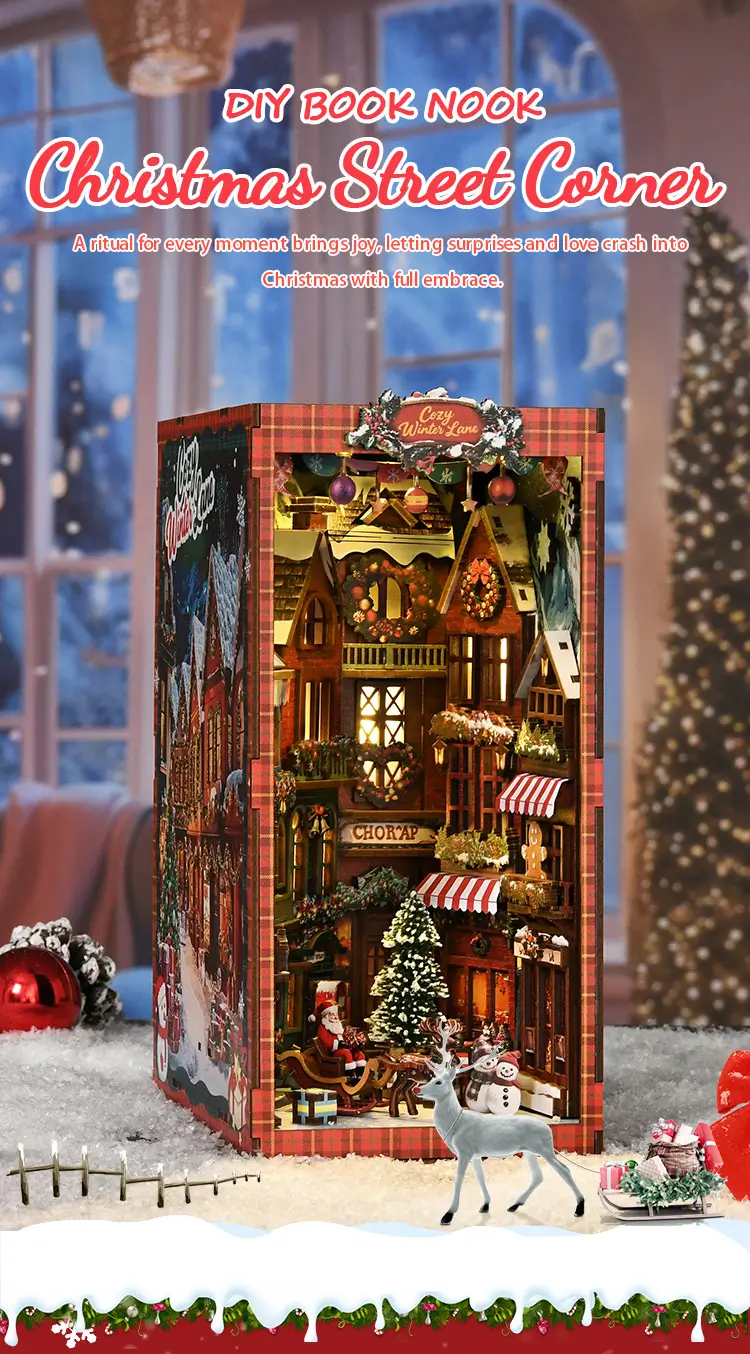 Christmas Street Corner DIY Book Nook Kit Introduction-1