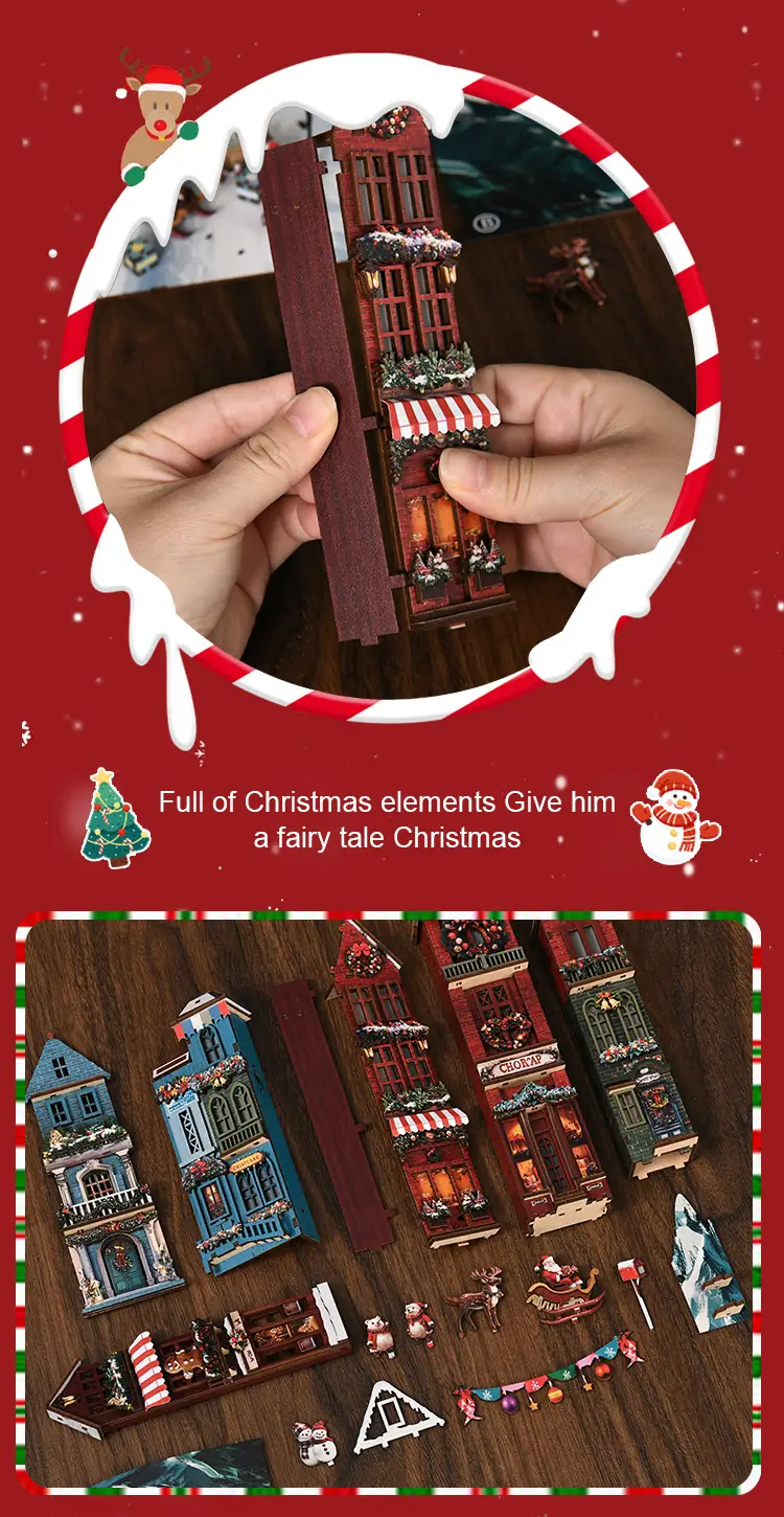 Christmas Street Corner DIY Book Nook Kit Introduction-8