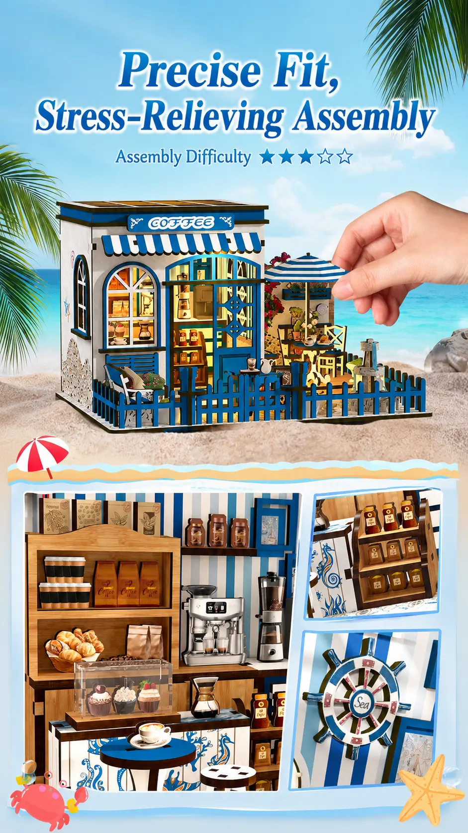 Santorini Cafe DIY Miniature House Kit Introduction-3