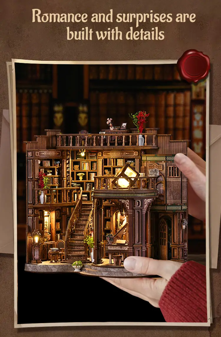 Vintage Library DIY Dollhouse Kit Introduction-2