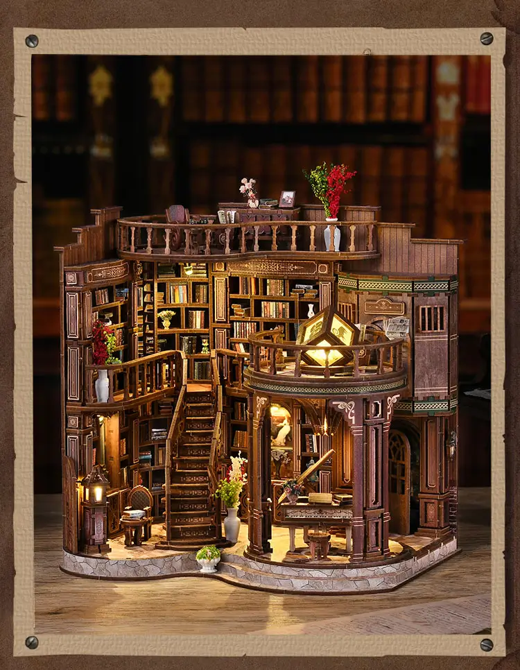 Vintage Library DIY Dollhouse Kit Introduction-3