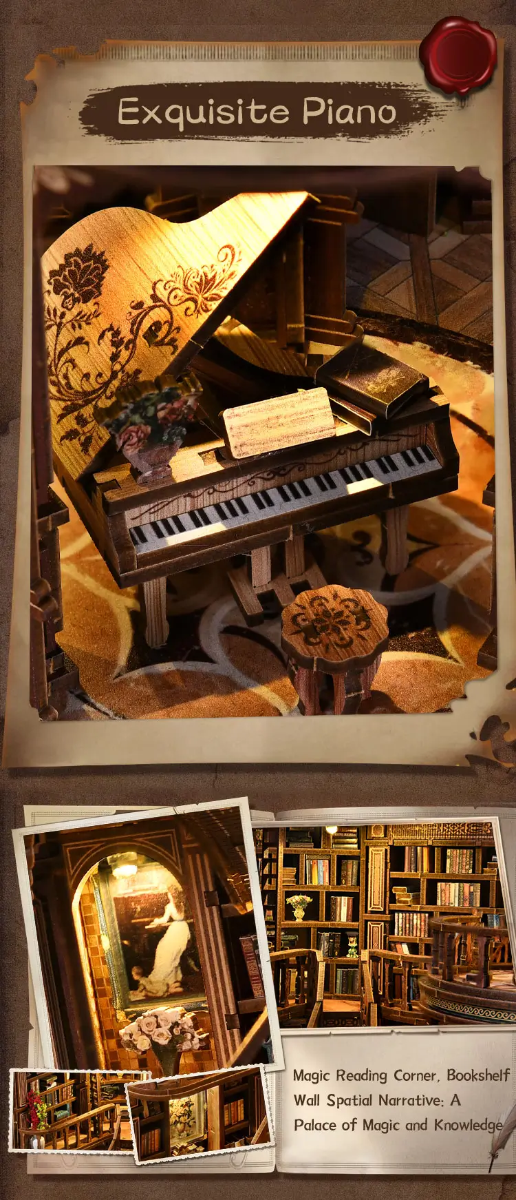 Vintage Library DIY Dollhouse Kit Introduction-7