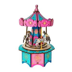 Carousel 3D Wooden Puzzle Music Box-1