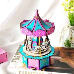 Carousel 3D Wooden Puzzle Music Box-2