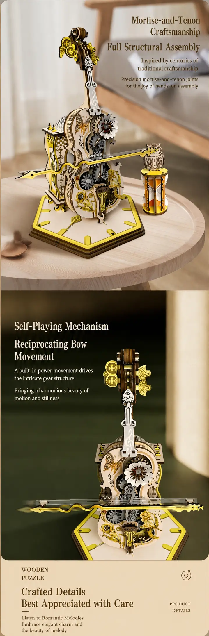 Mechanical Cello 3D Wooden Puzzle-Product Details-2