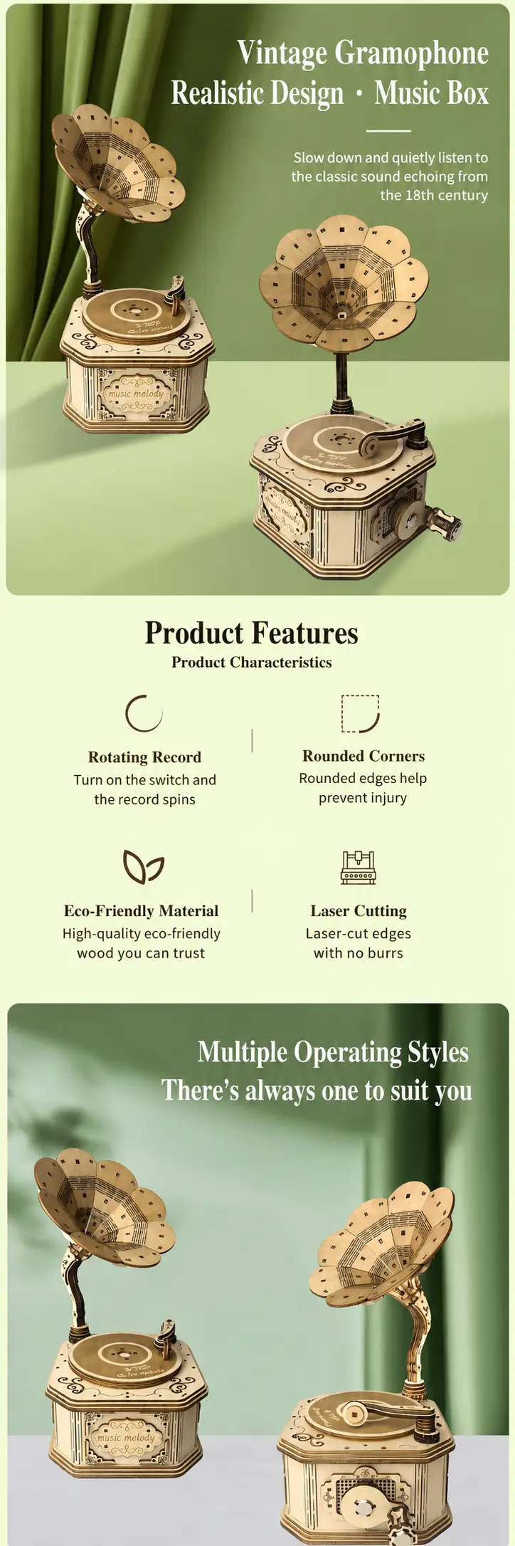 Vintage Gramophone 3D Wooden Puzzle-Product Details-1
