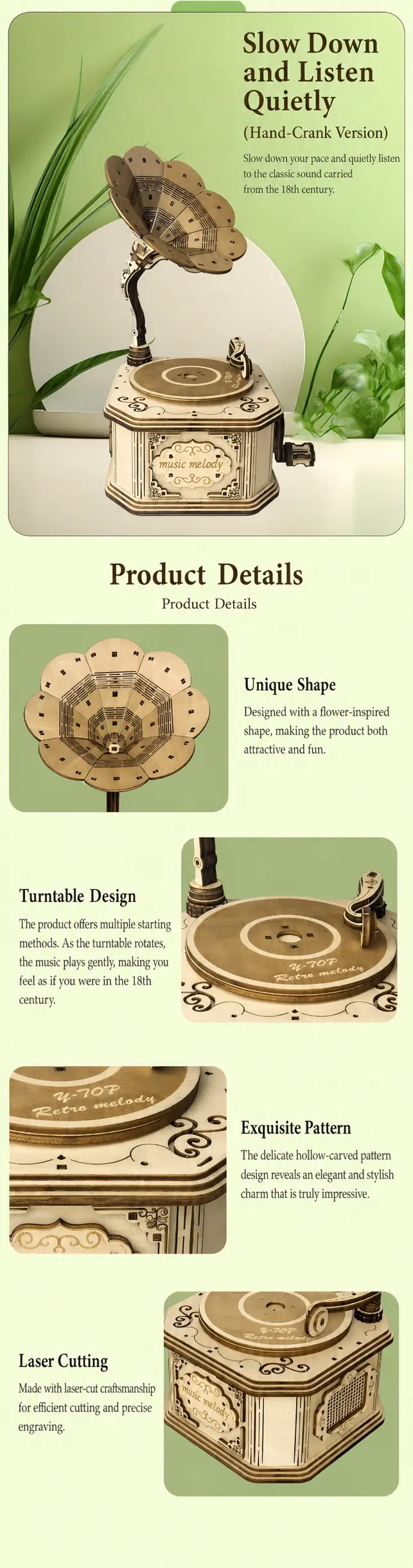 Vintage Gramophone 3D Wooden Puzzle-Product Details-3